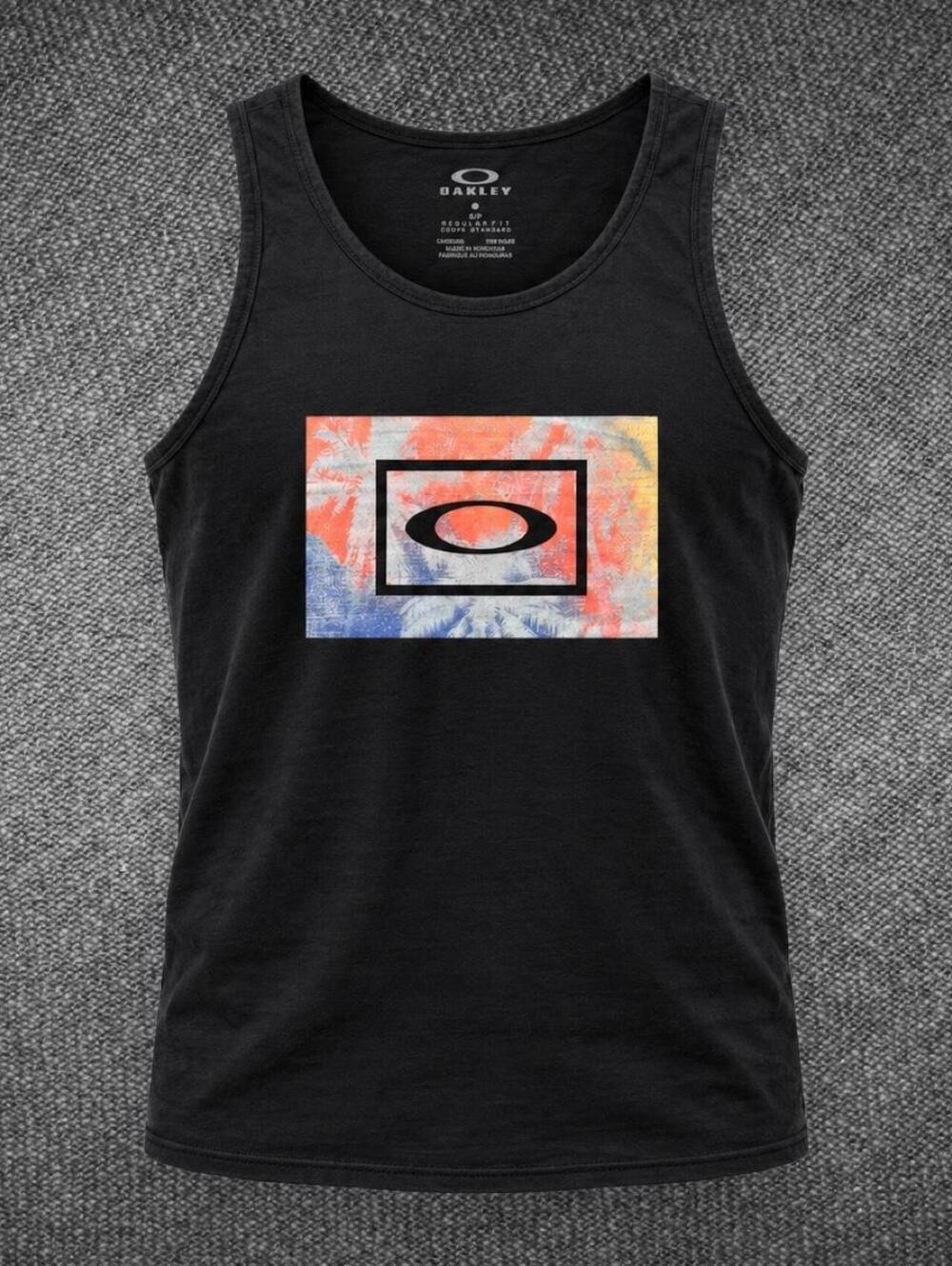 2016 Oakley Black Graphic Logo Tank Top Regular Fit S